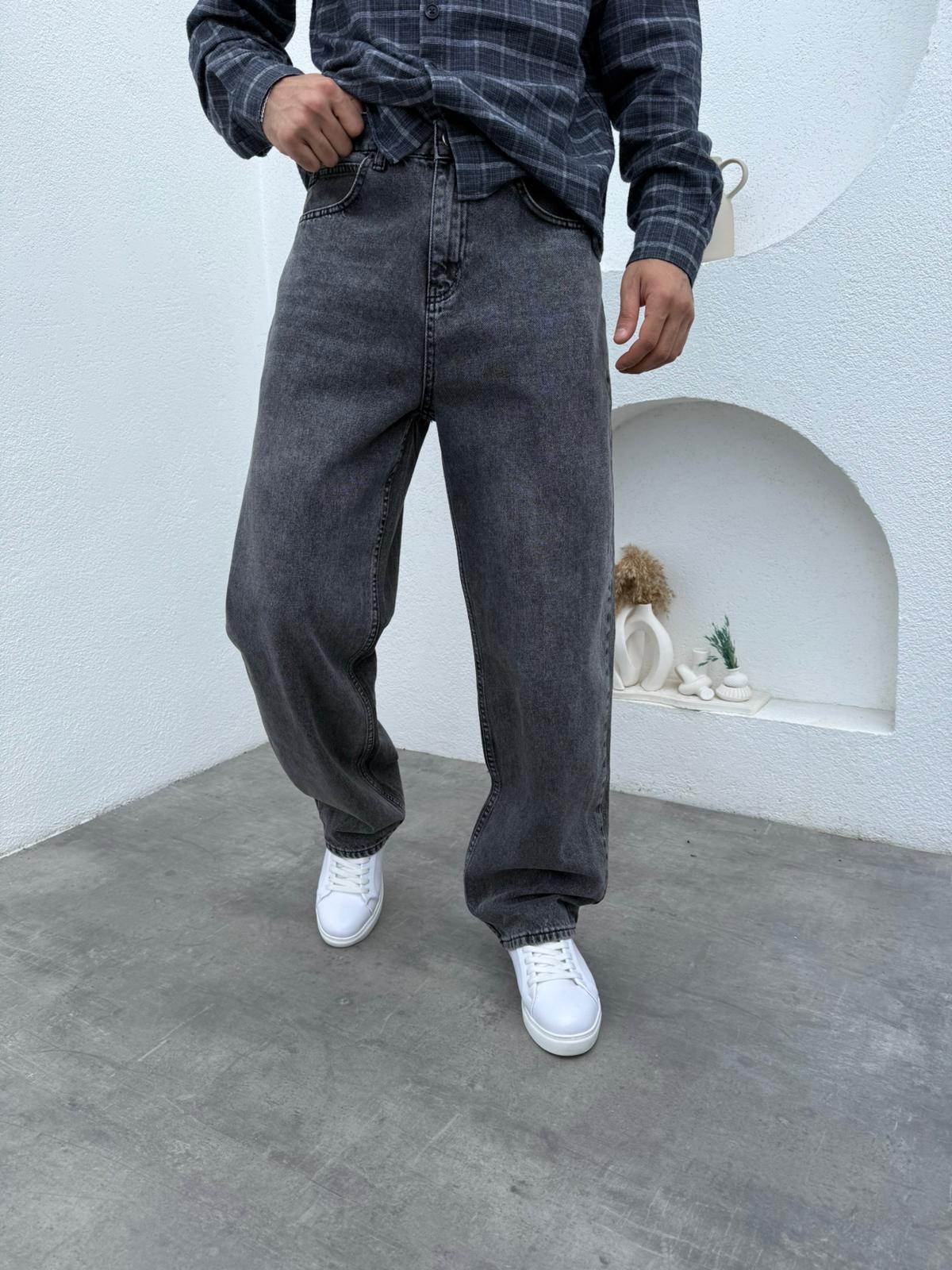 Pound Baskı Gömlek- Süper Baggy Jean Takım Antrasit