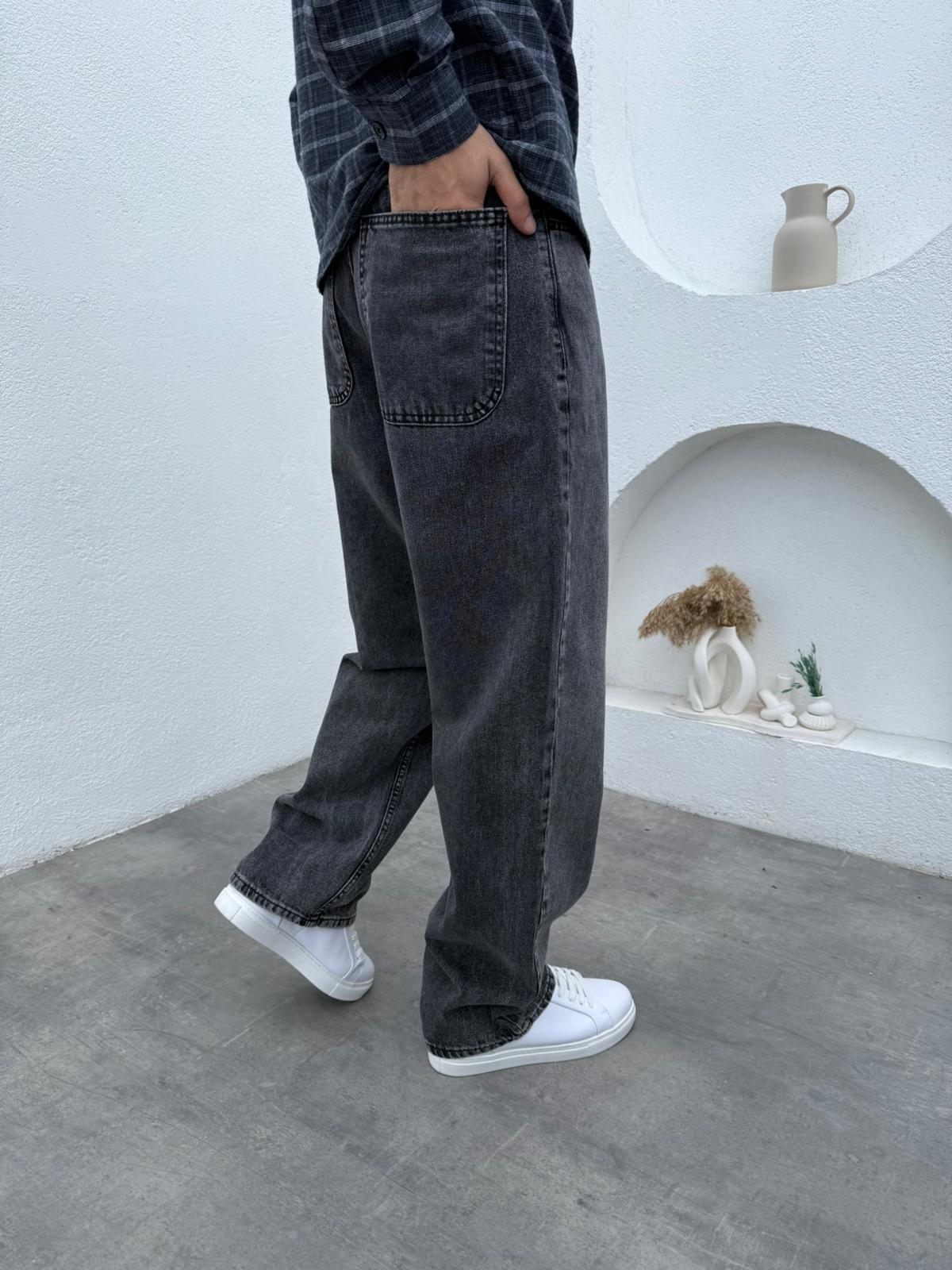 Pound Baskı Gömlek- Süper Baggy Jean Takım Kırmızı