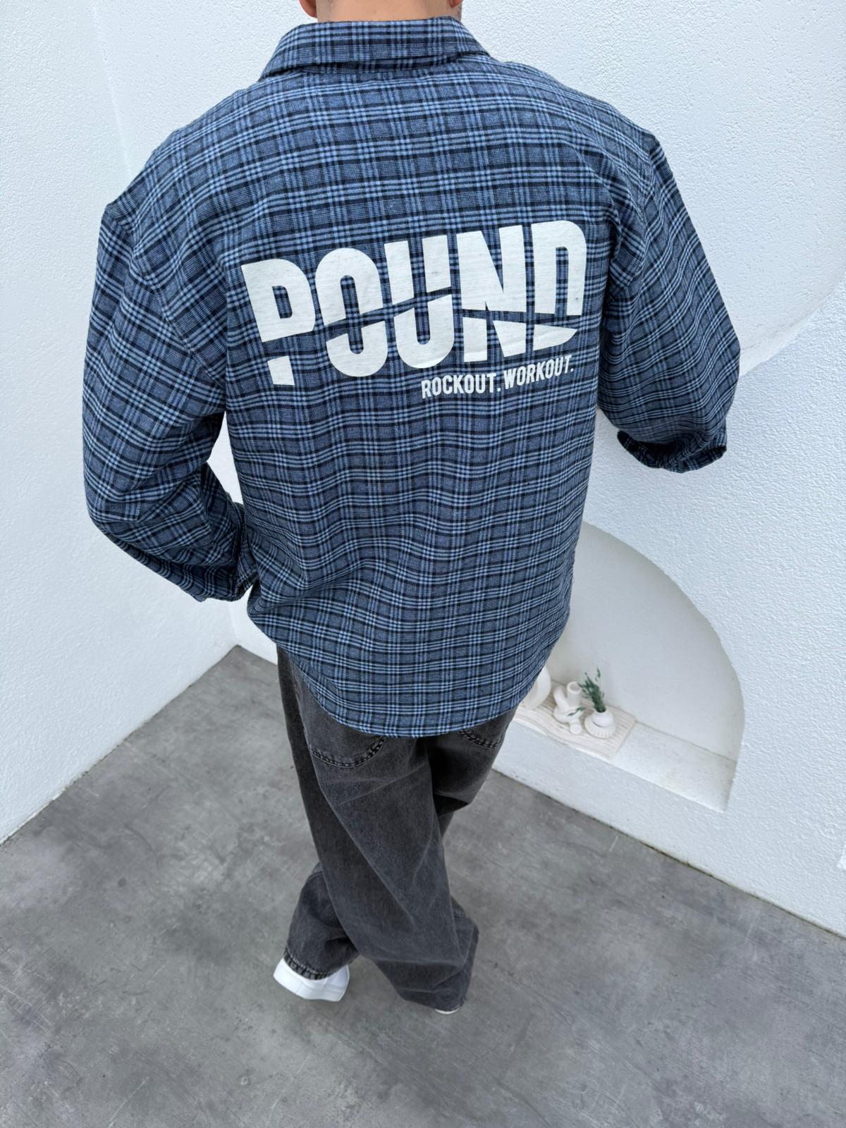 POUND Sırt Baskılı Oversize Gömlek Lacivert