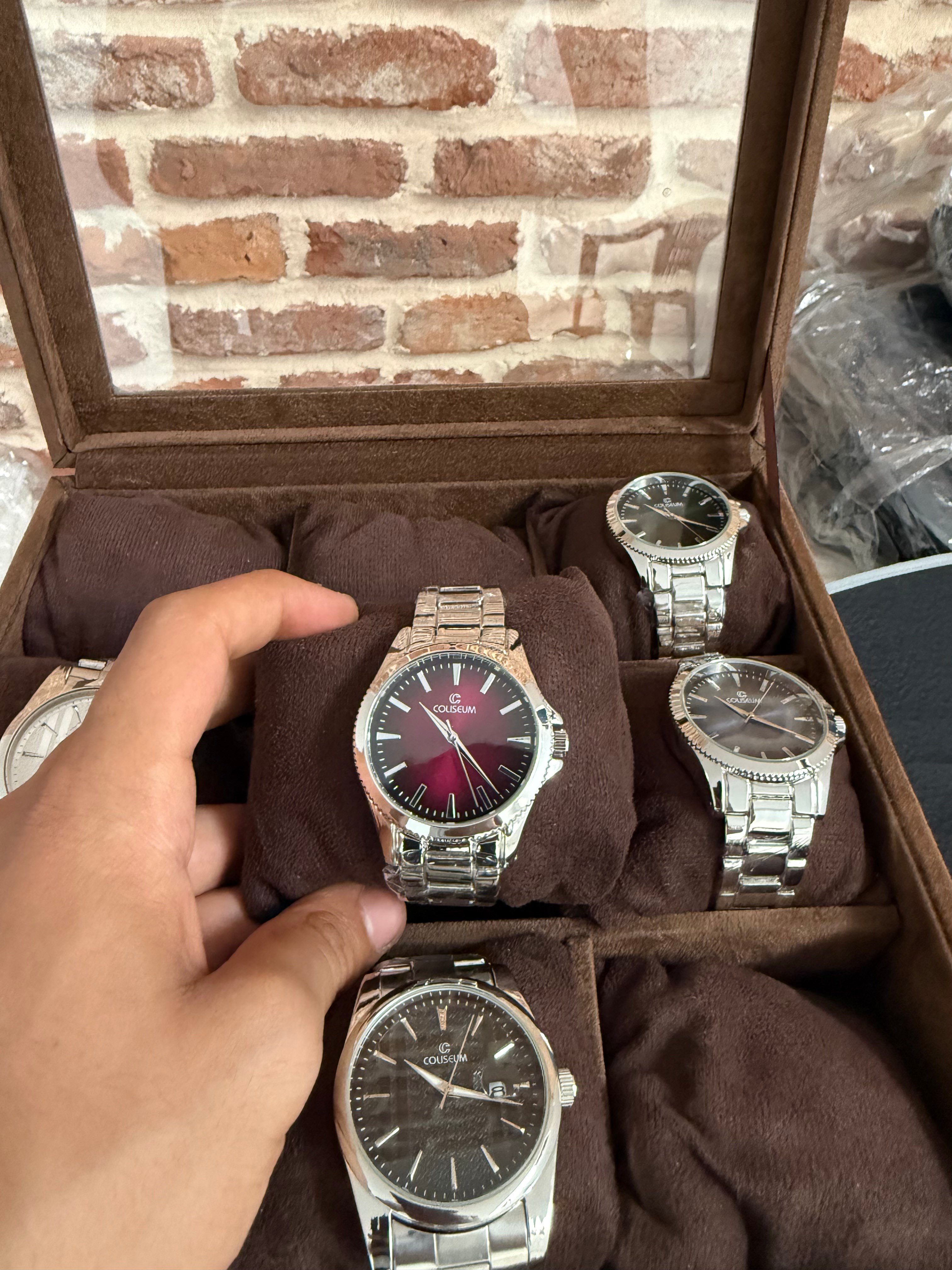 Premium Çelik Kordon Bordo Kadran Erkek Saat