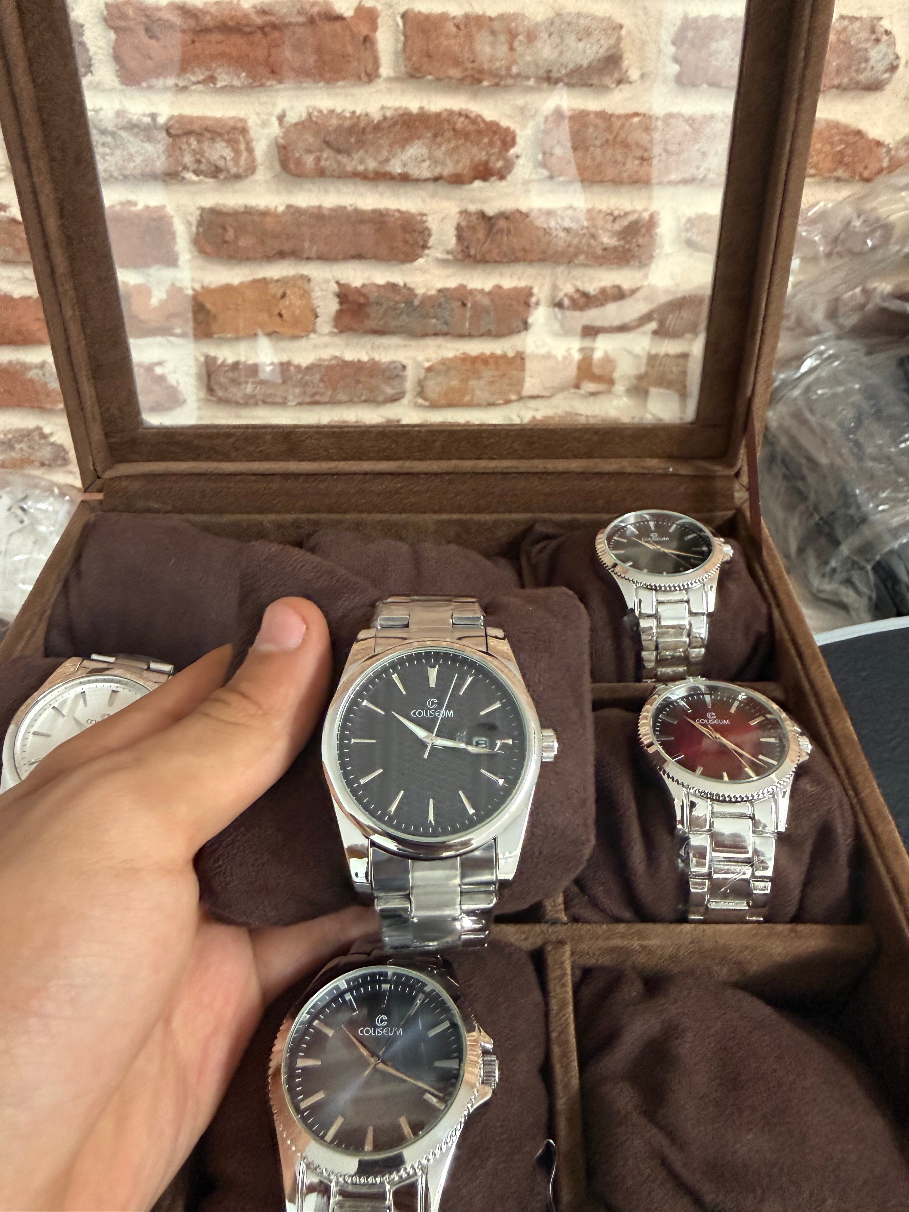 Premium Çelik Kordon Siyah Dokulu Kadran Klasit Erkek Saat
