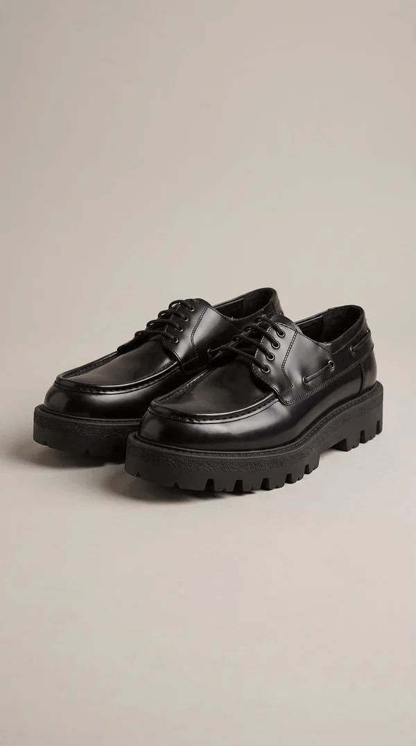 Premium Kalın Tabanlı Bağcıklı Loafer Siyah