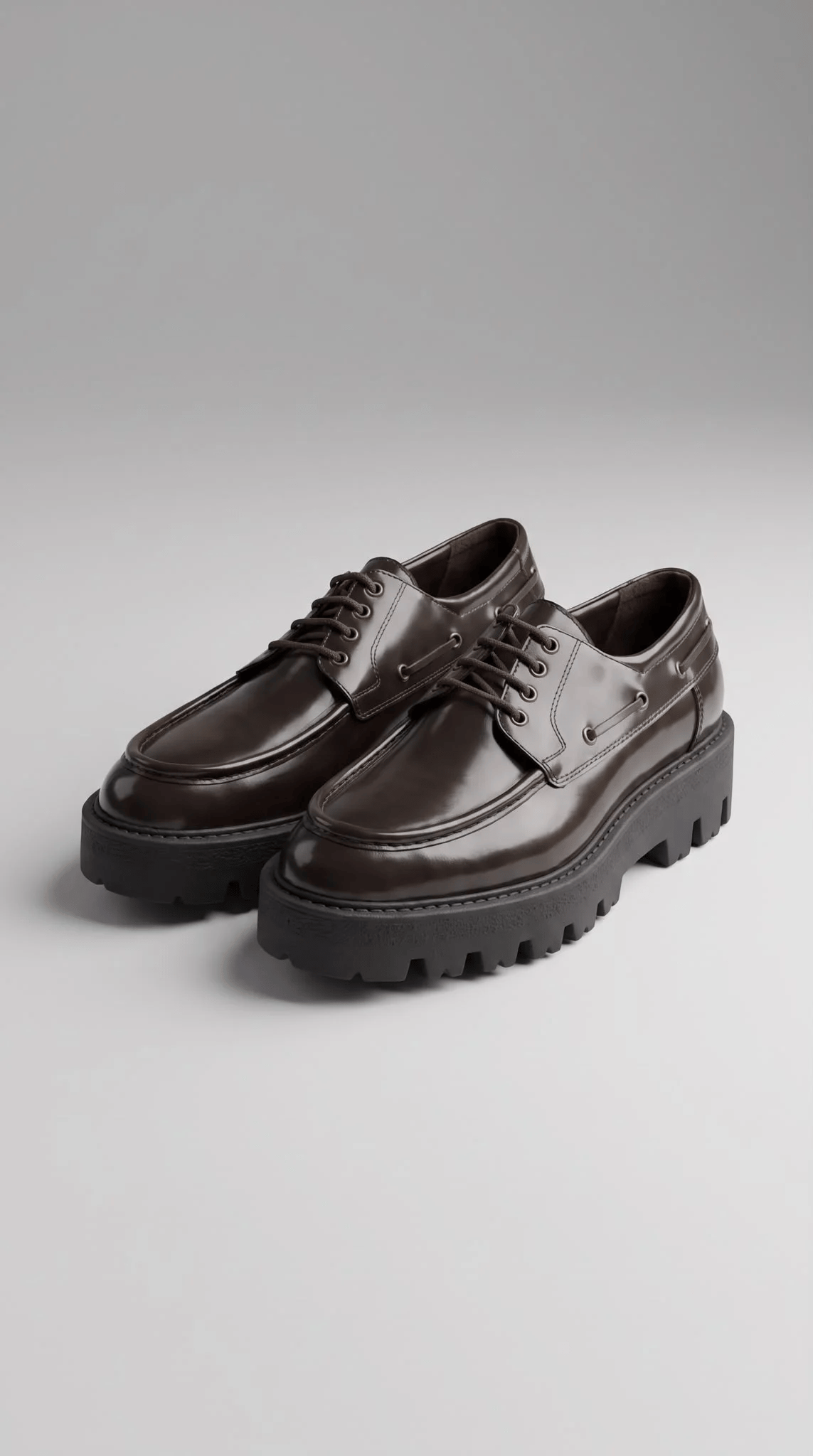 Premium Kalın Tabanlı Bağcıklı Loafer Kahverengi