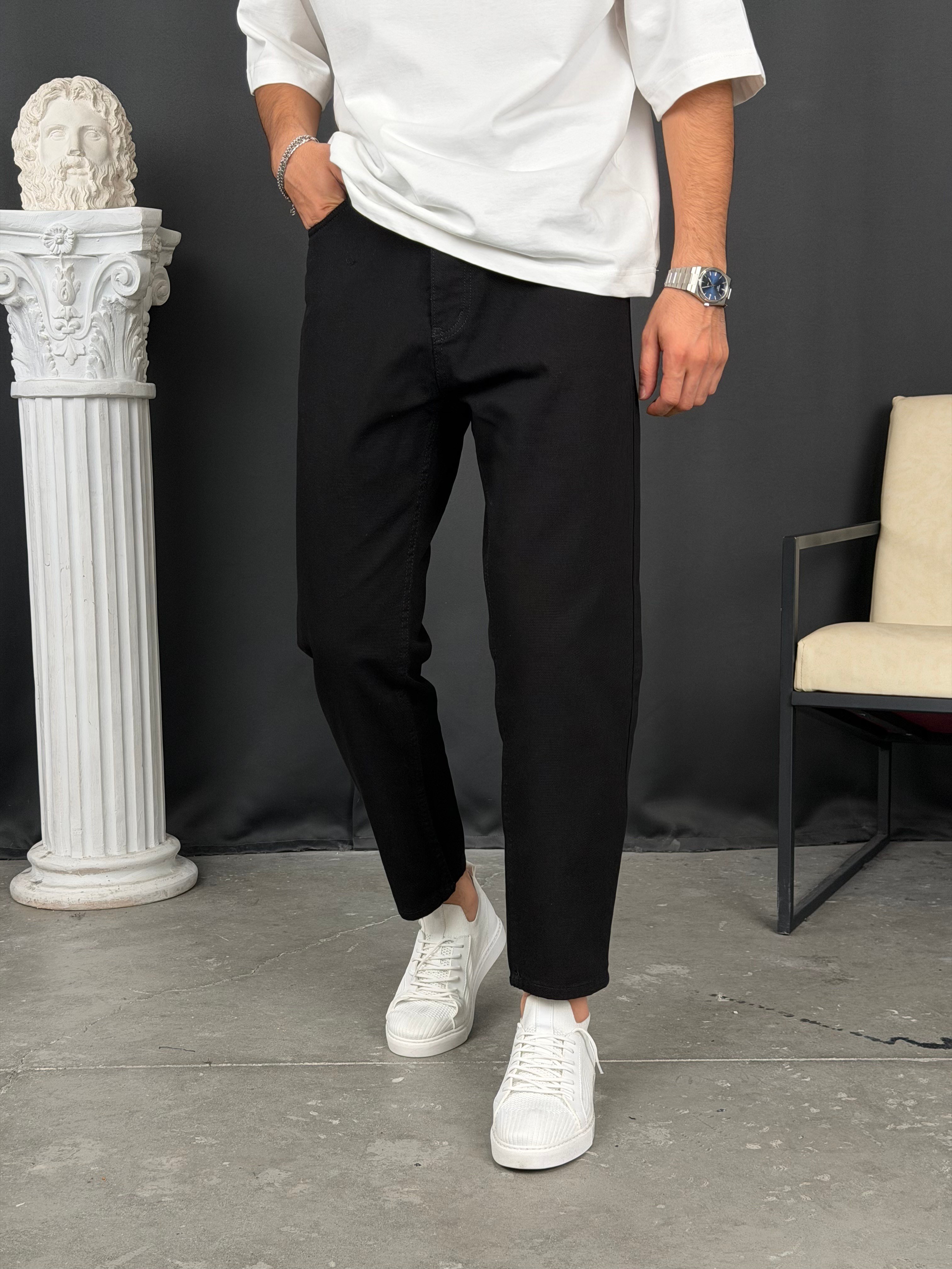 Premium Kalıp Boyfriend Denim Pantolon Siyah