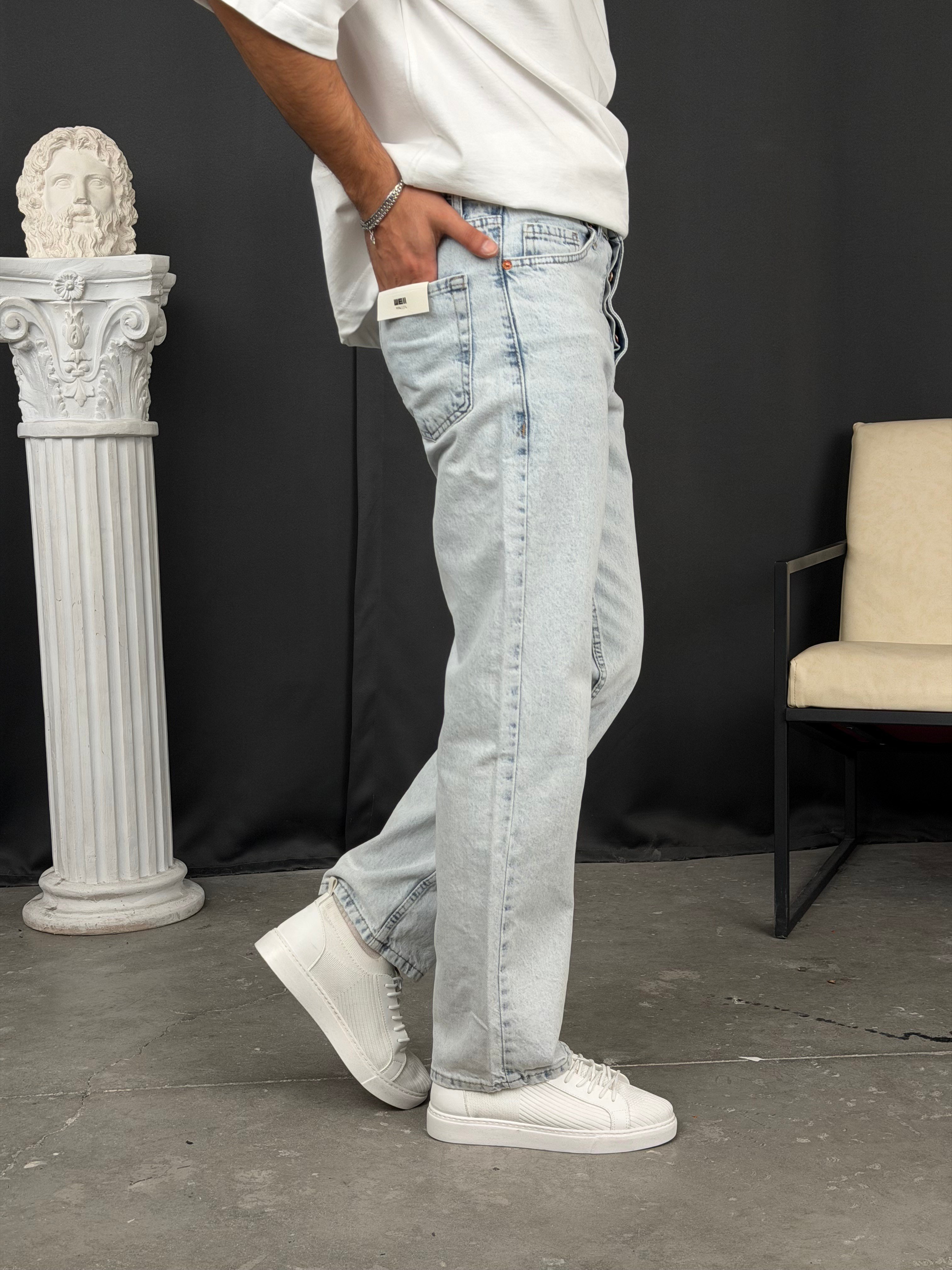 Premium Regular Kalıp Denim Pantolon Buz Mavi