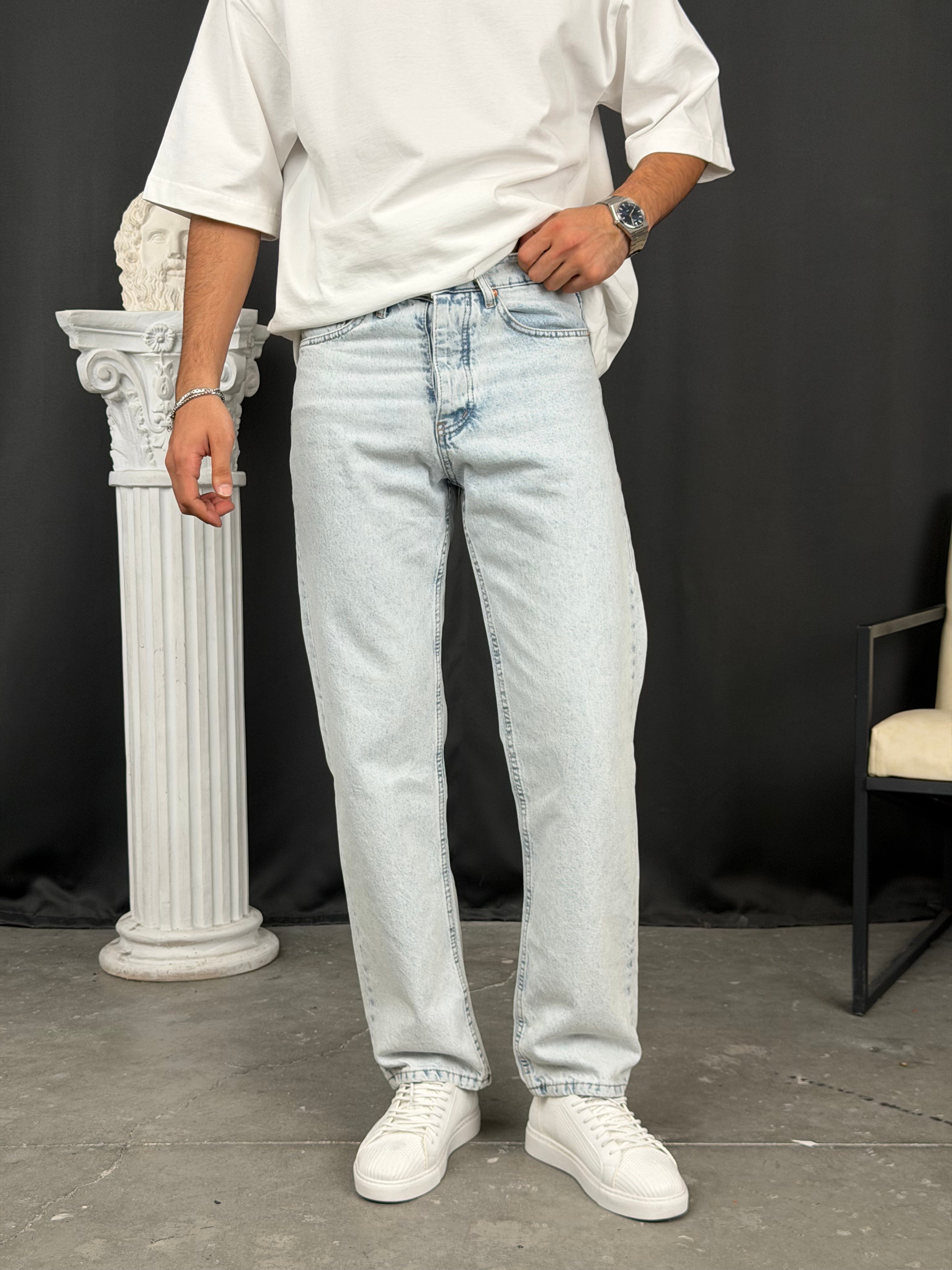 Premium Regular Kalıp Denim Pantolon Buz Mavi