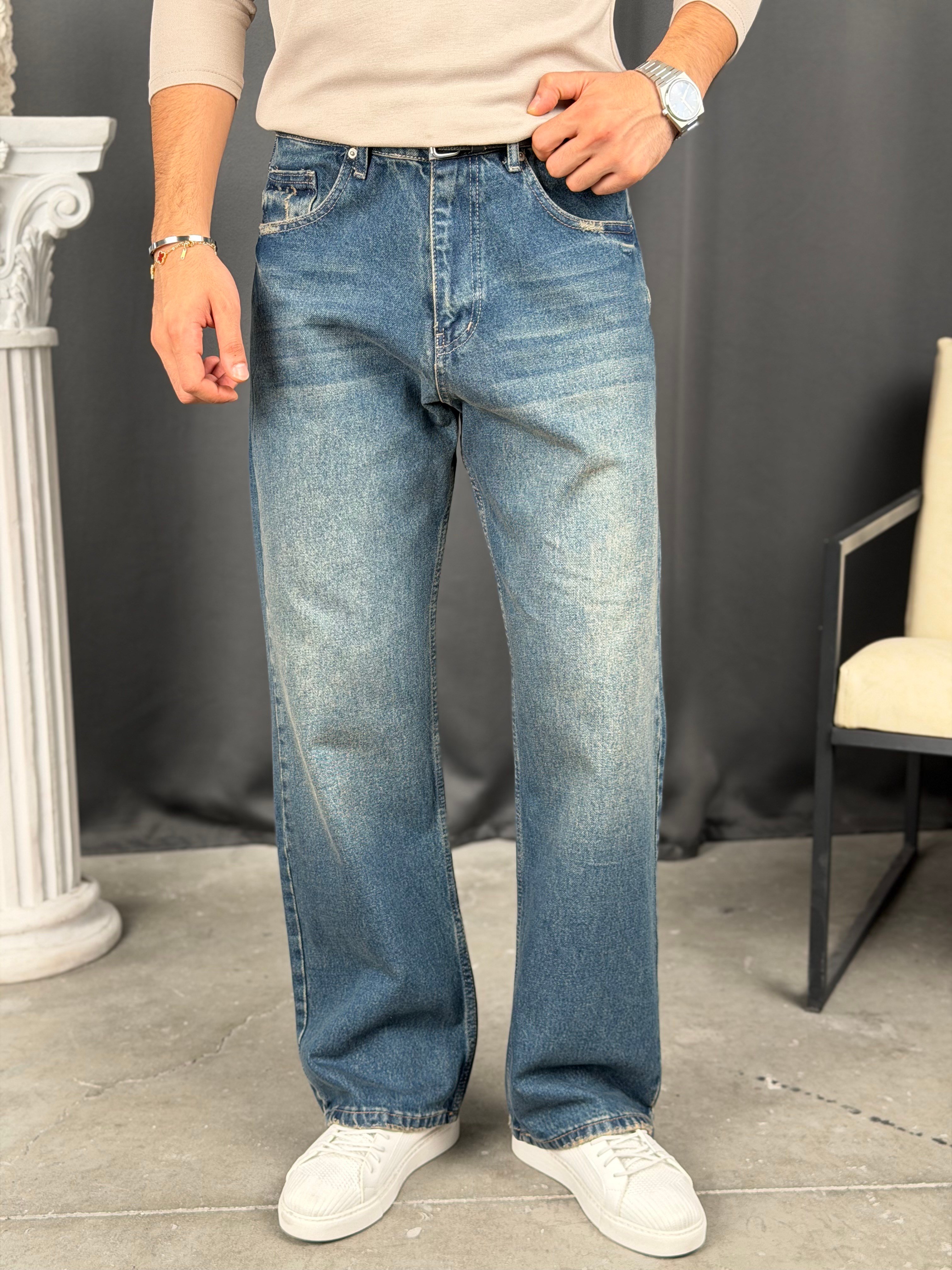 Premium WE11 Super Baggy Jean Kot Koyu Mavi