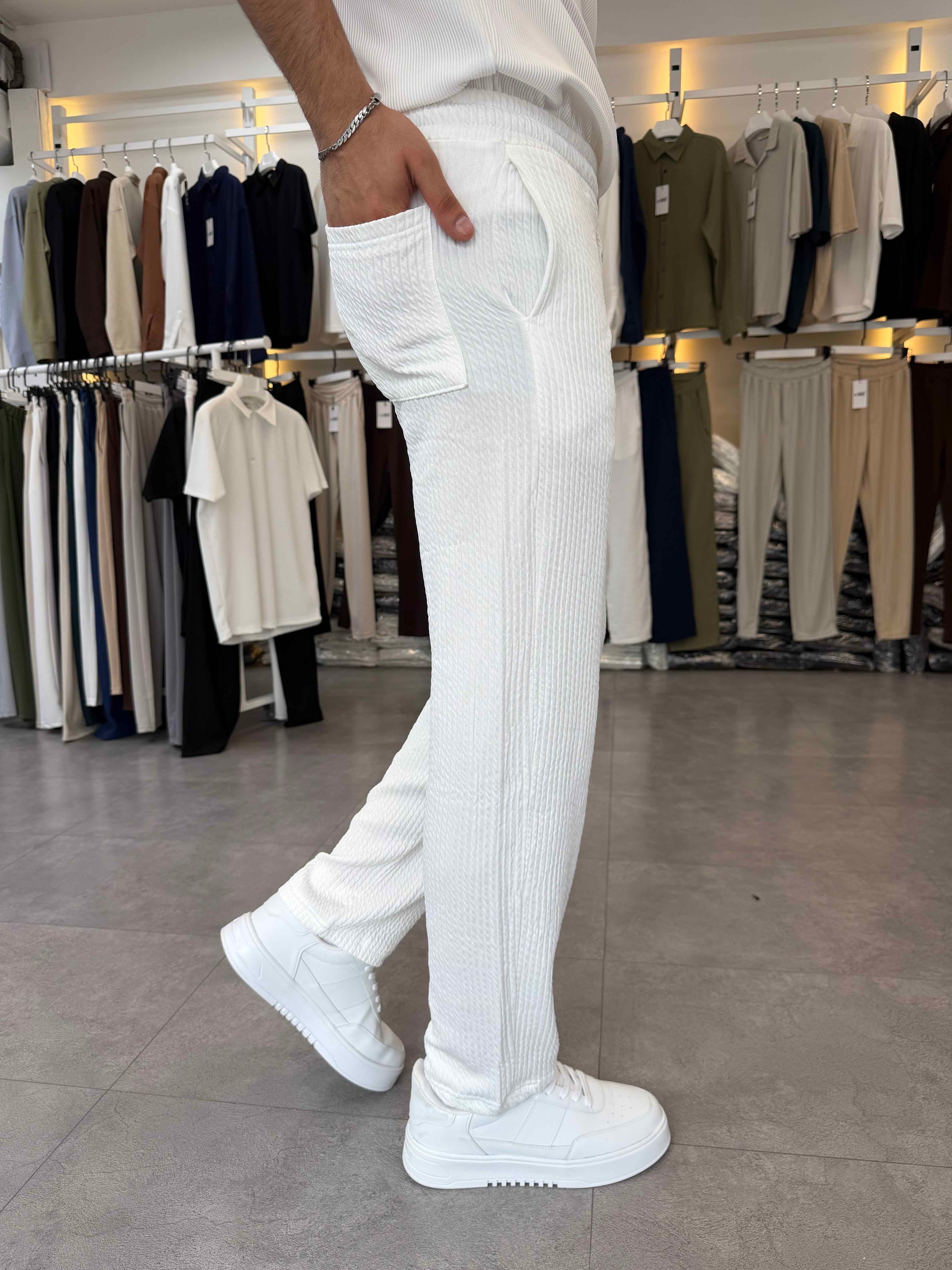 Ray Desen Baggy Pantolon Beyaz