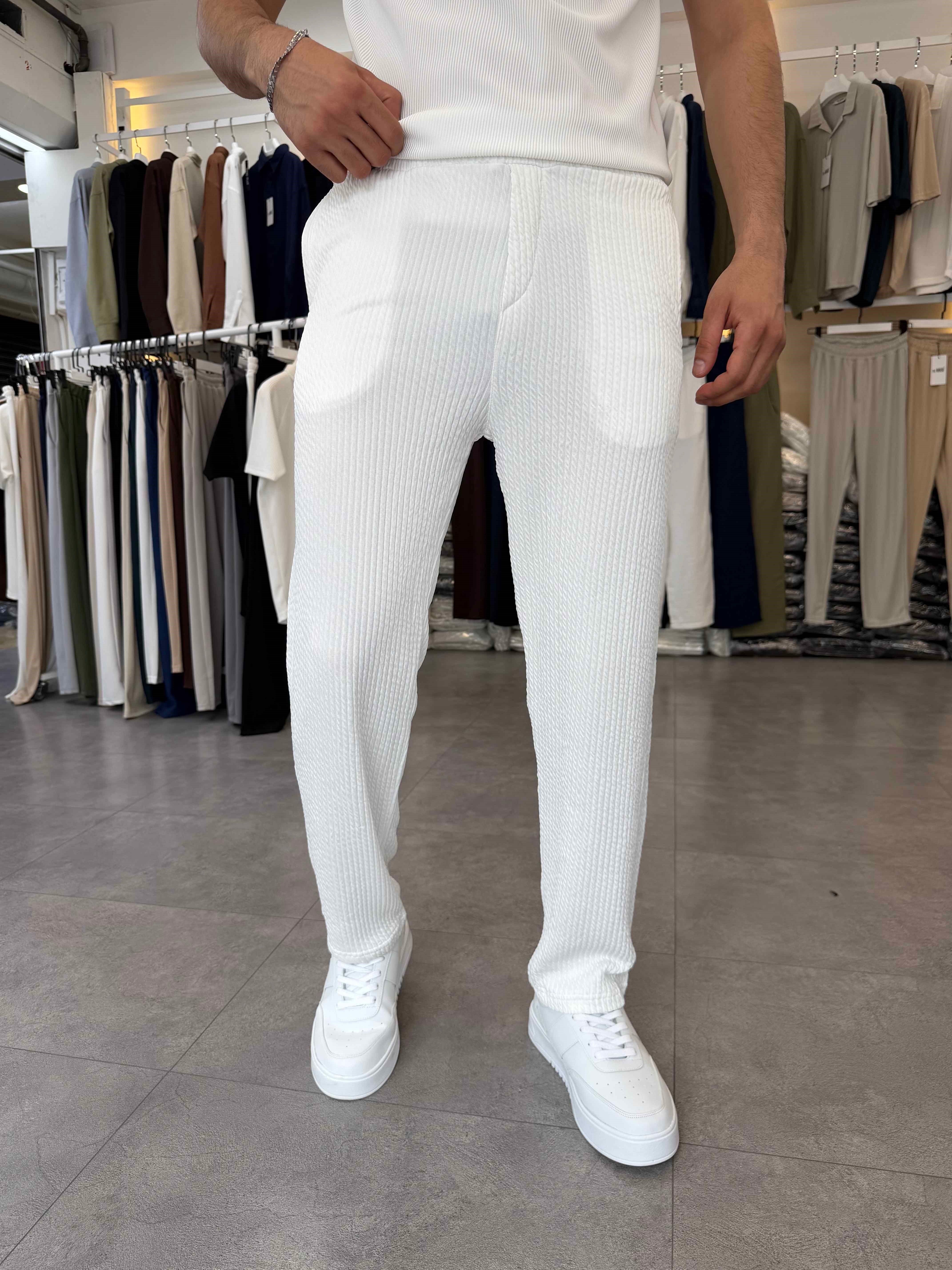 Ray Desen Baggy Pantolon Beyaz
