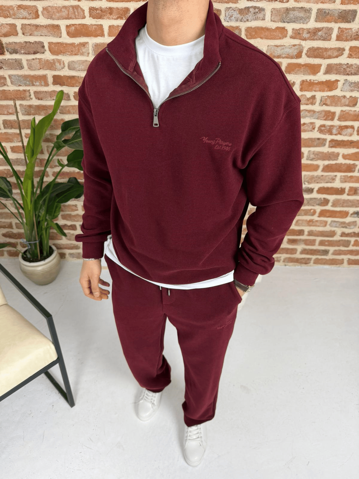 Selanik Yünlü Pamuk Örme Takım Bordo
