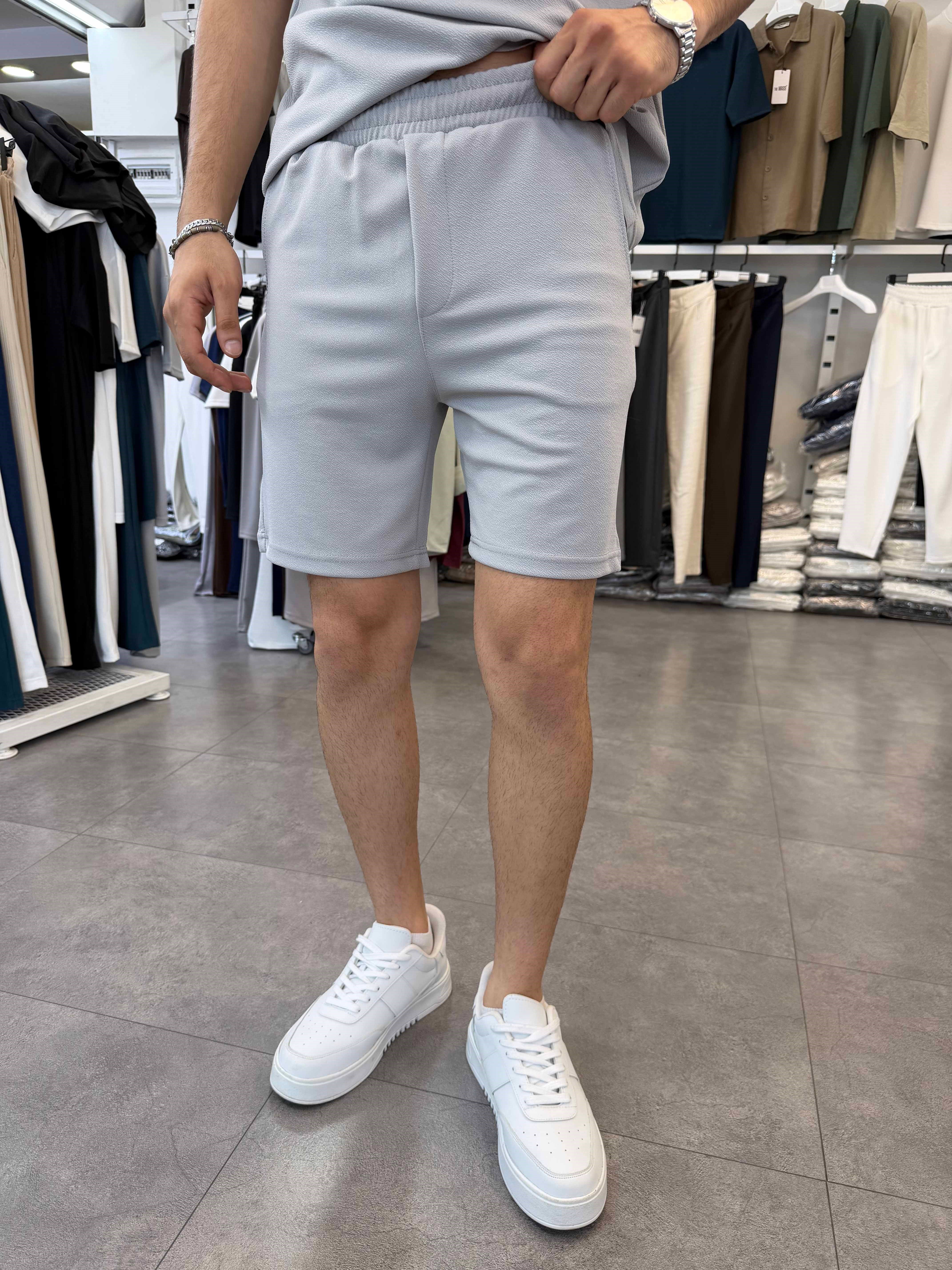 Sıfırkol Şortlu Oversize Takım Gri