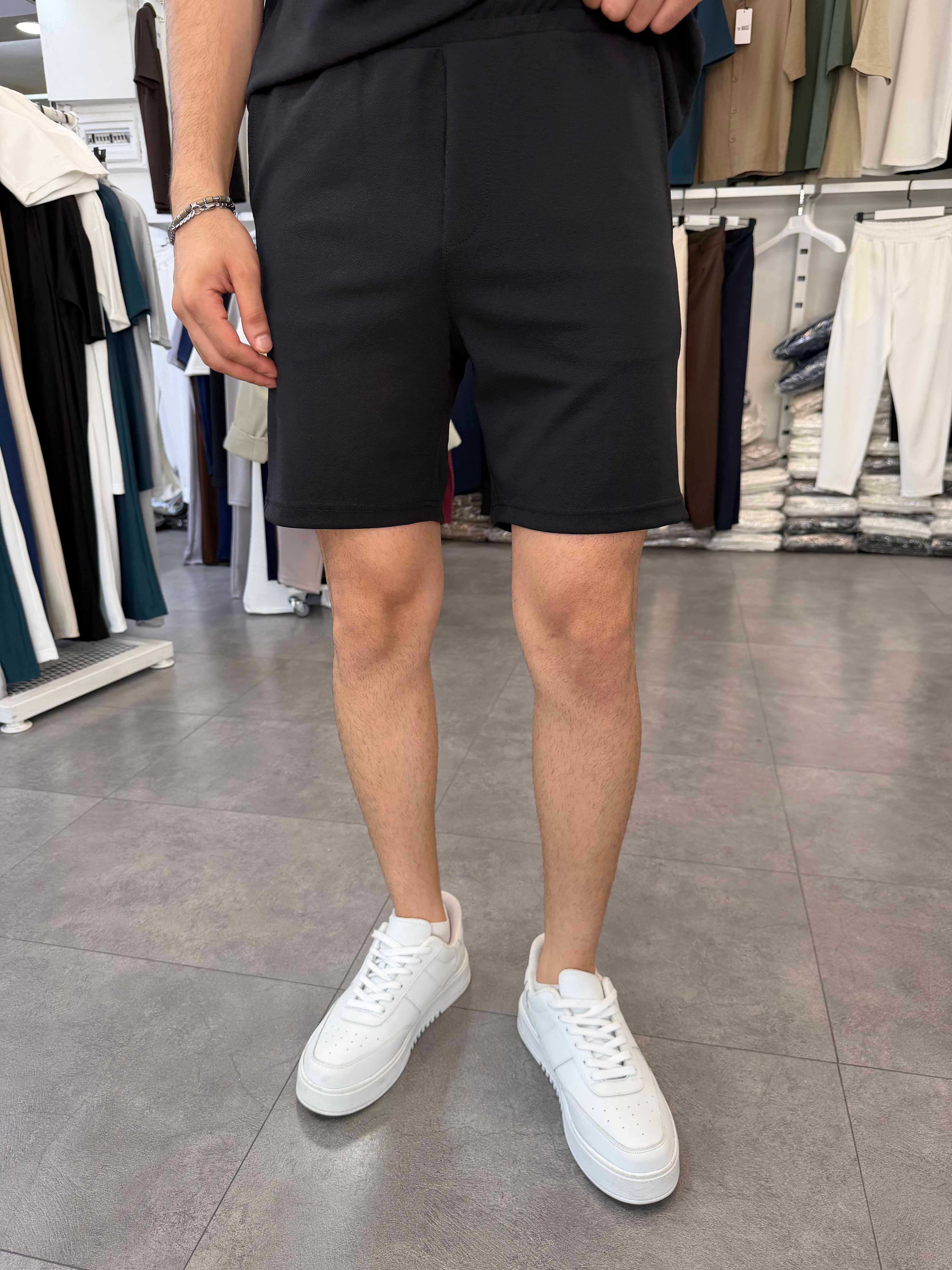 Sıfırkol Şortlu Oversize Takım Siyah