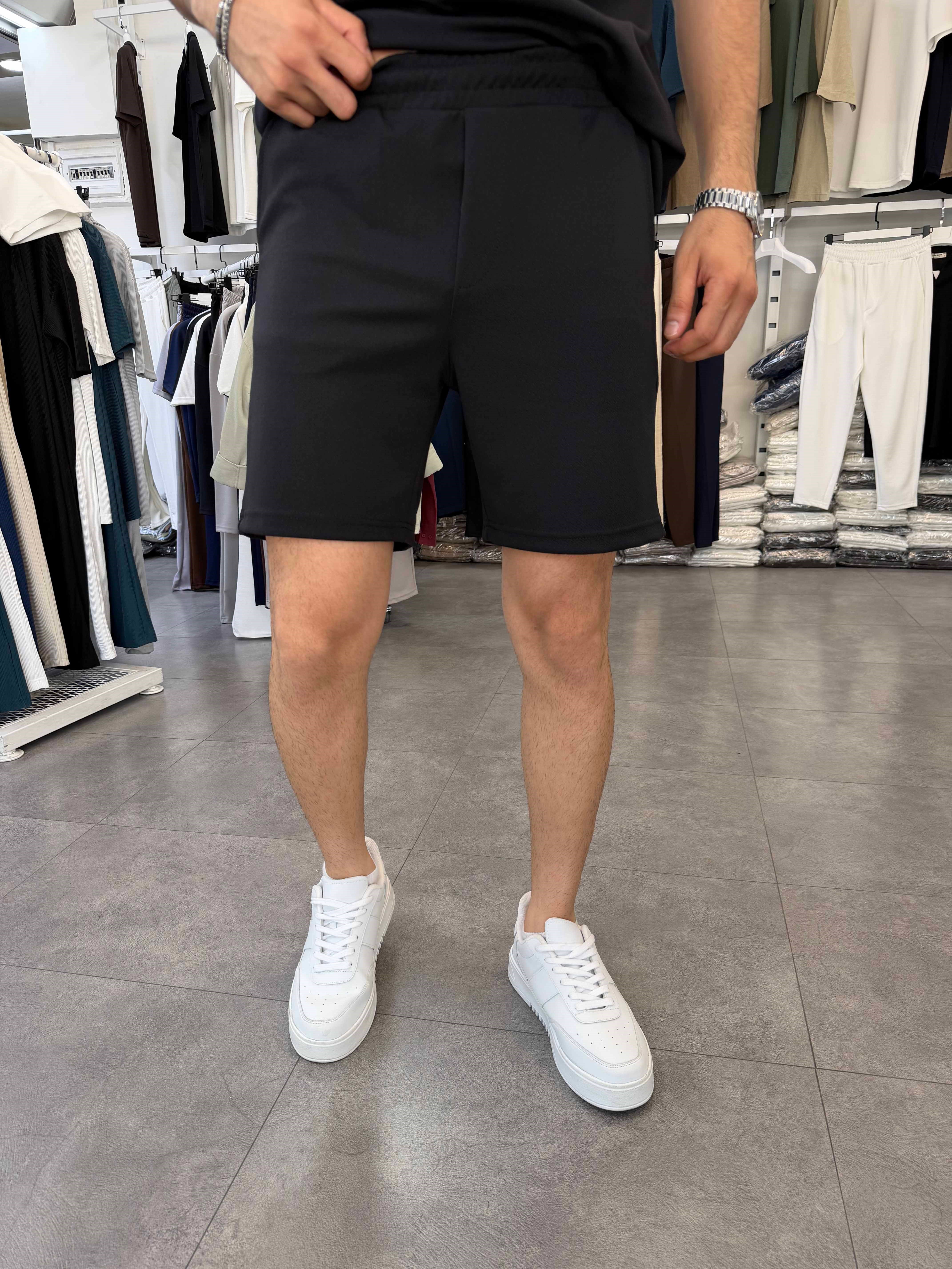 Sıfırkol Şortlu Oversize Takım Siyah