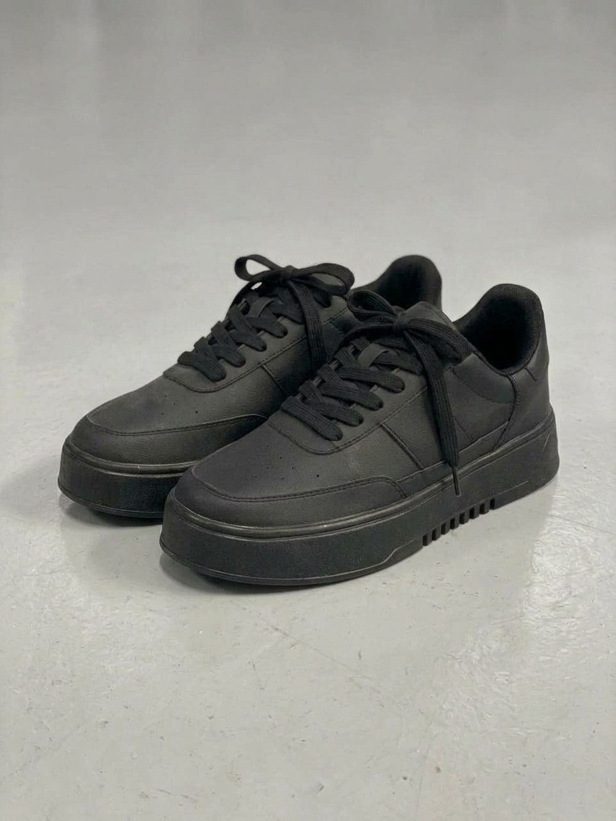 Siyah Yüksek Platform Taban Erkek Sneaker