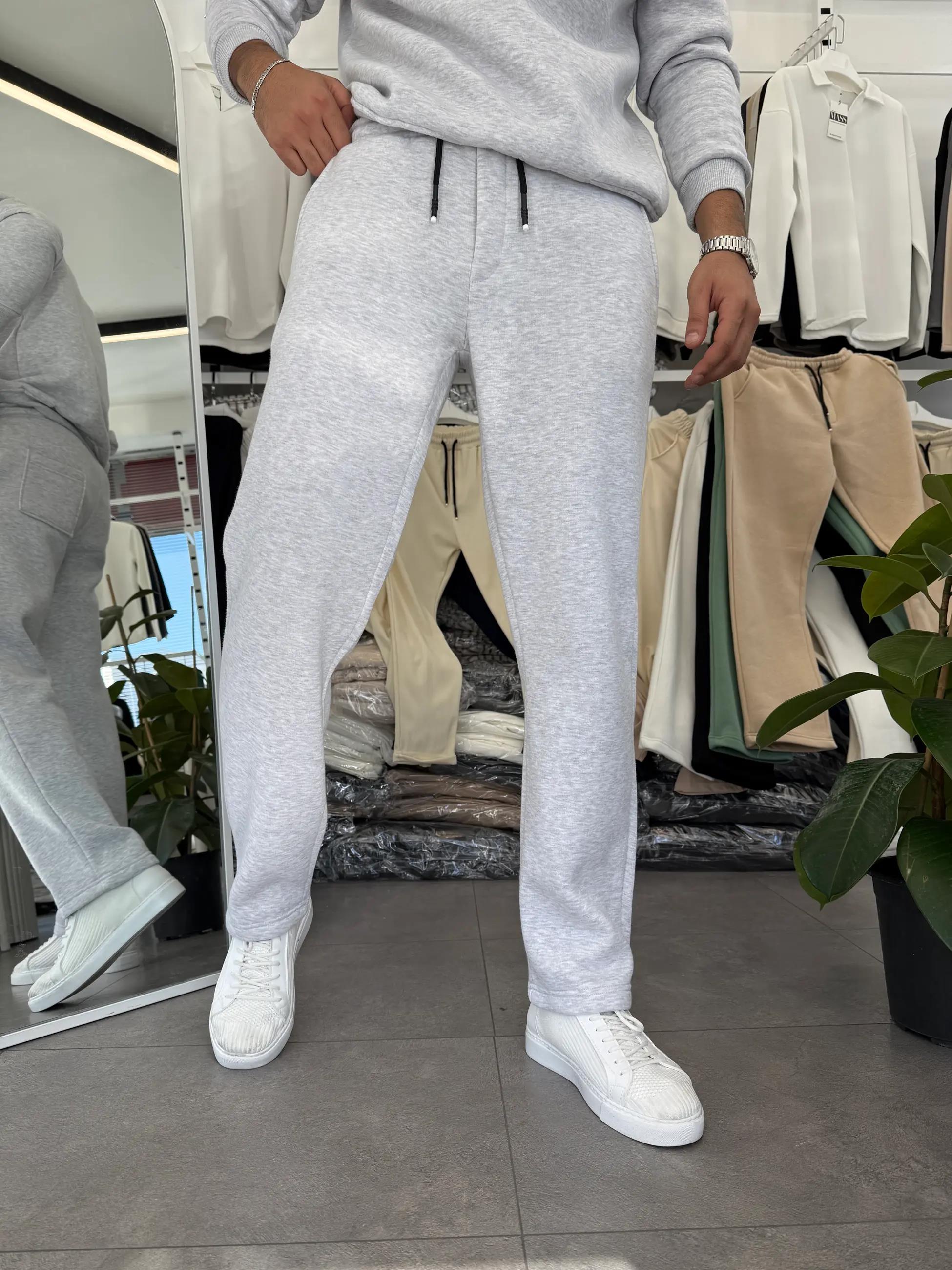 Üç İplik Şardonlu Kışlık Baggy Eşofman Gri