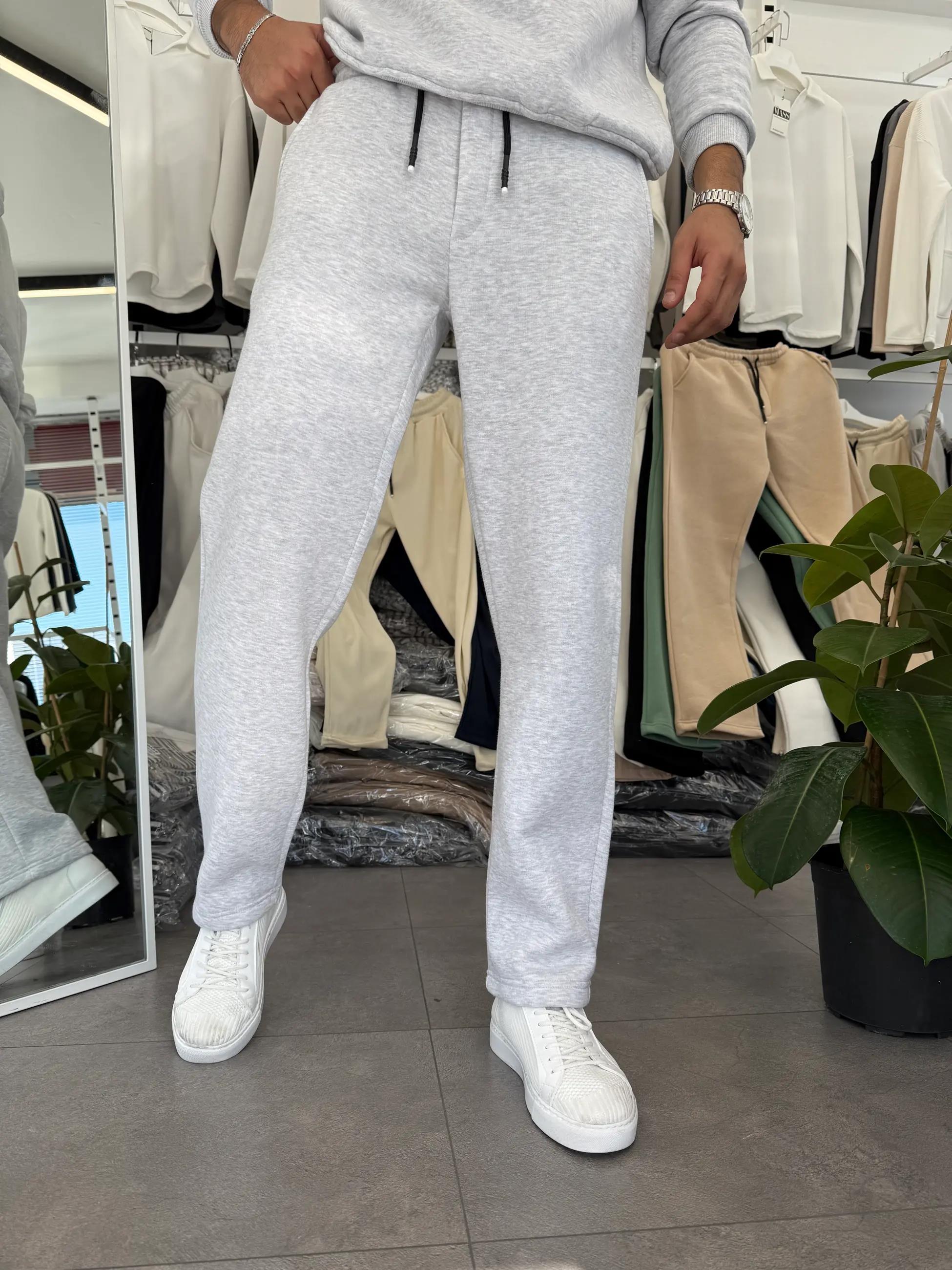 Üç İplik Şardonlu Kışlık Baggy Eşofman Gri