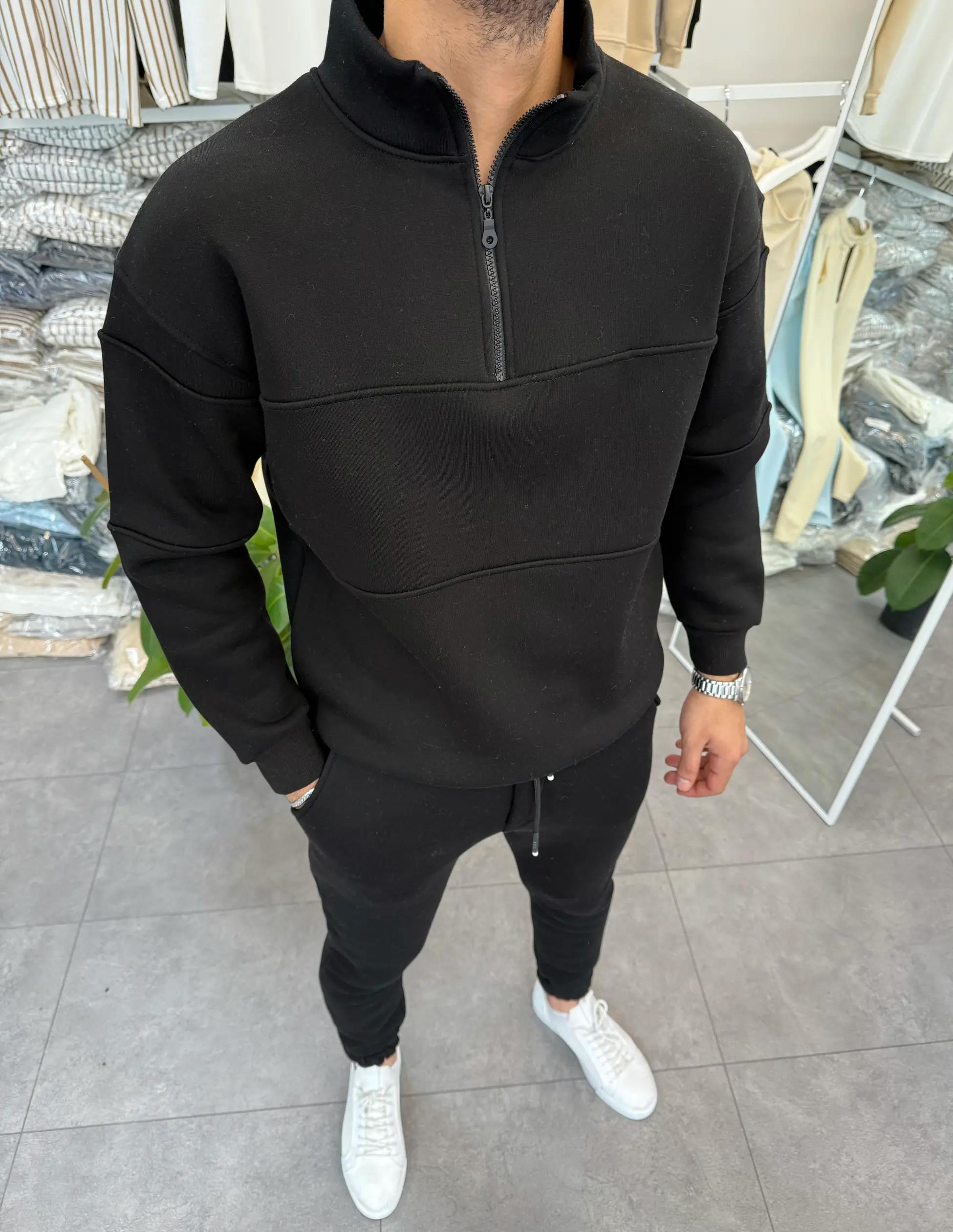 Yarım Fermuarlı Sweat Siyah