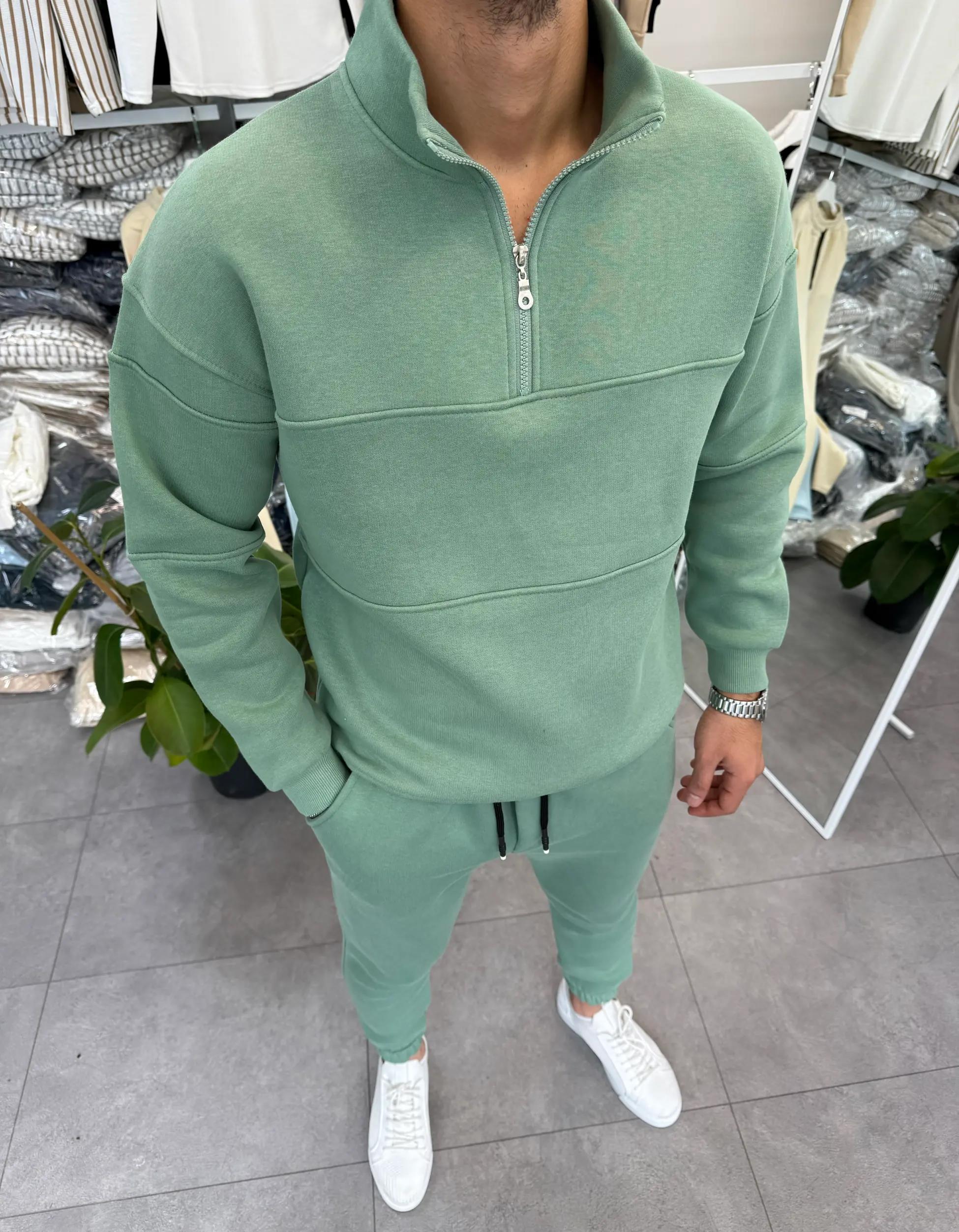 Yarım Fermuarlı Sweat Yeşil