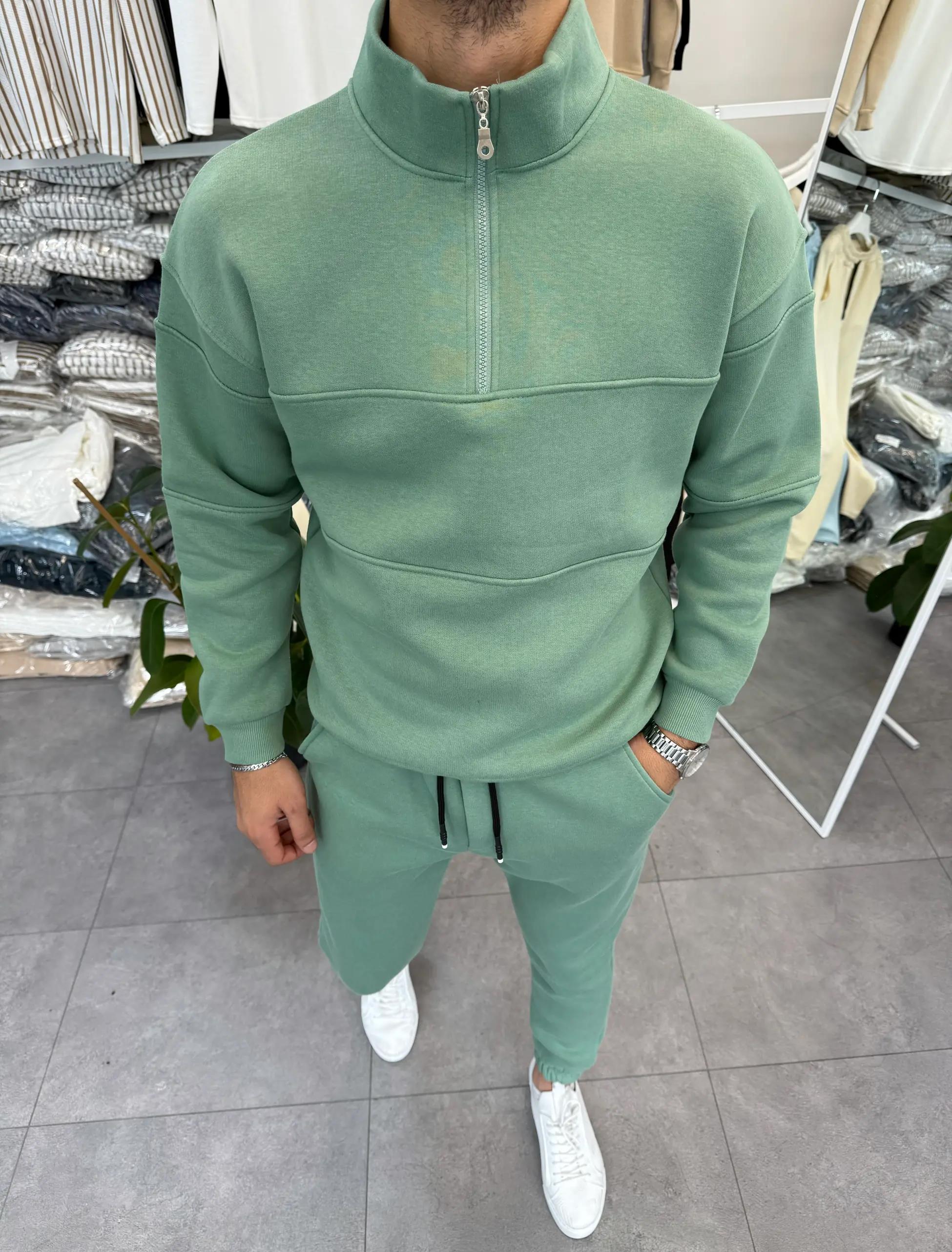 Yarım Fermuarlı Sweat Yeşil