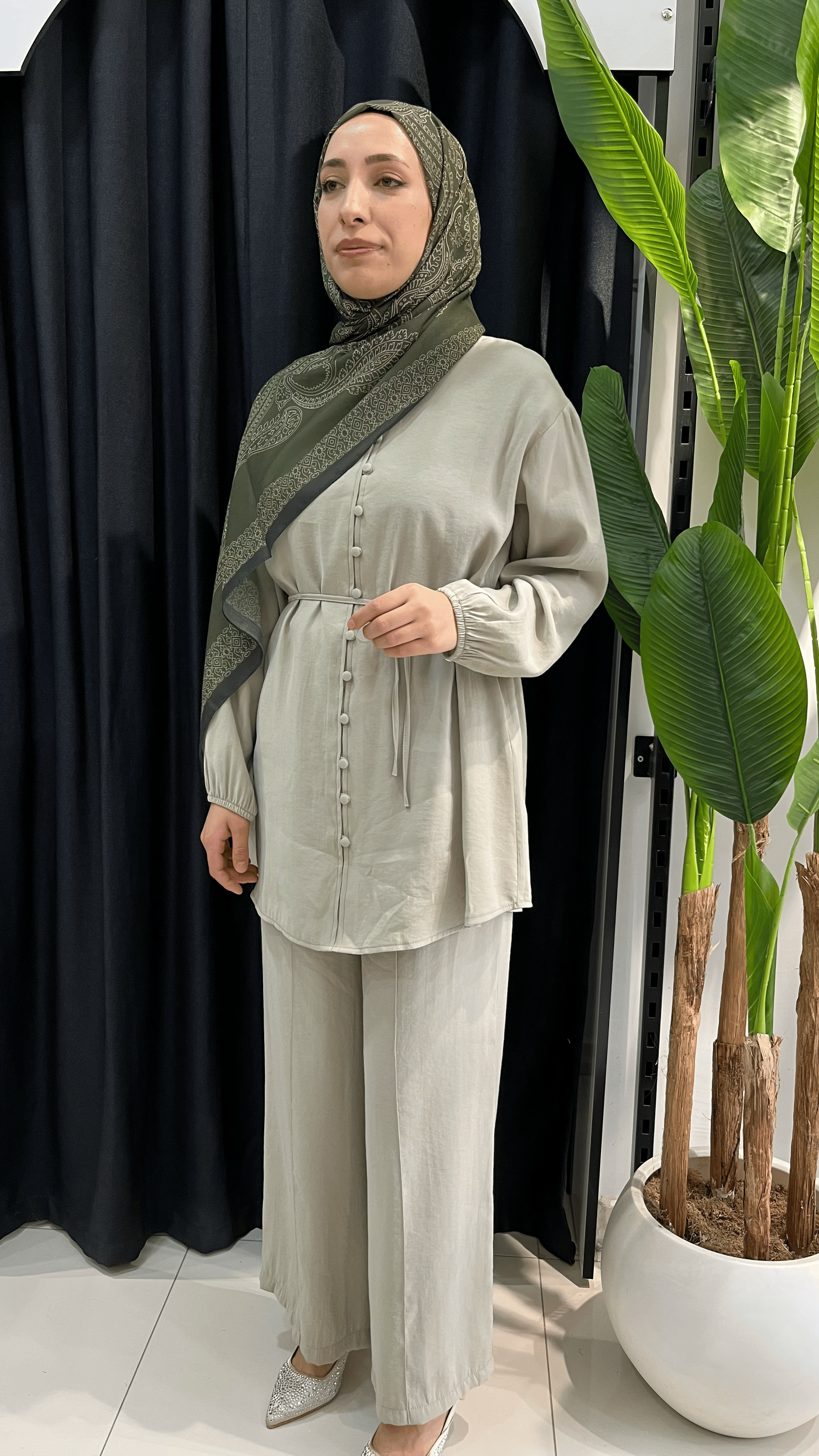 Armine Trend Pantolonlu Önü Düğmeli Takım 26YT678 - Küf Yeşili