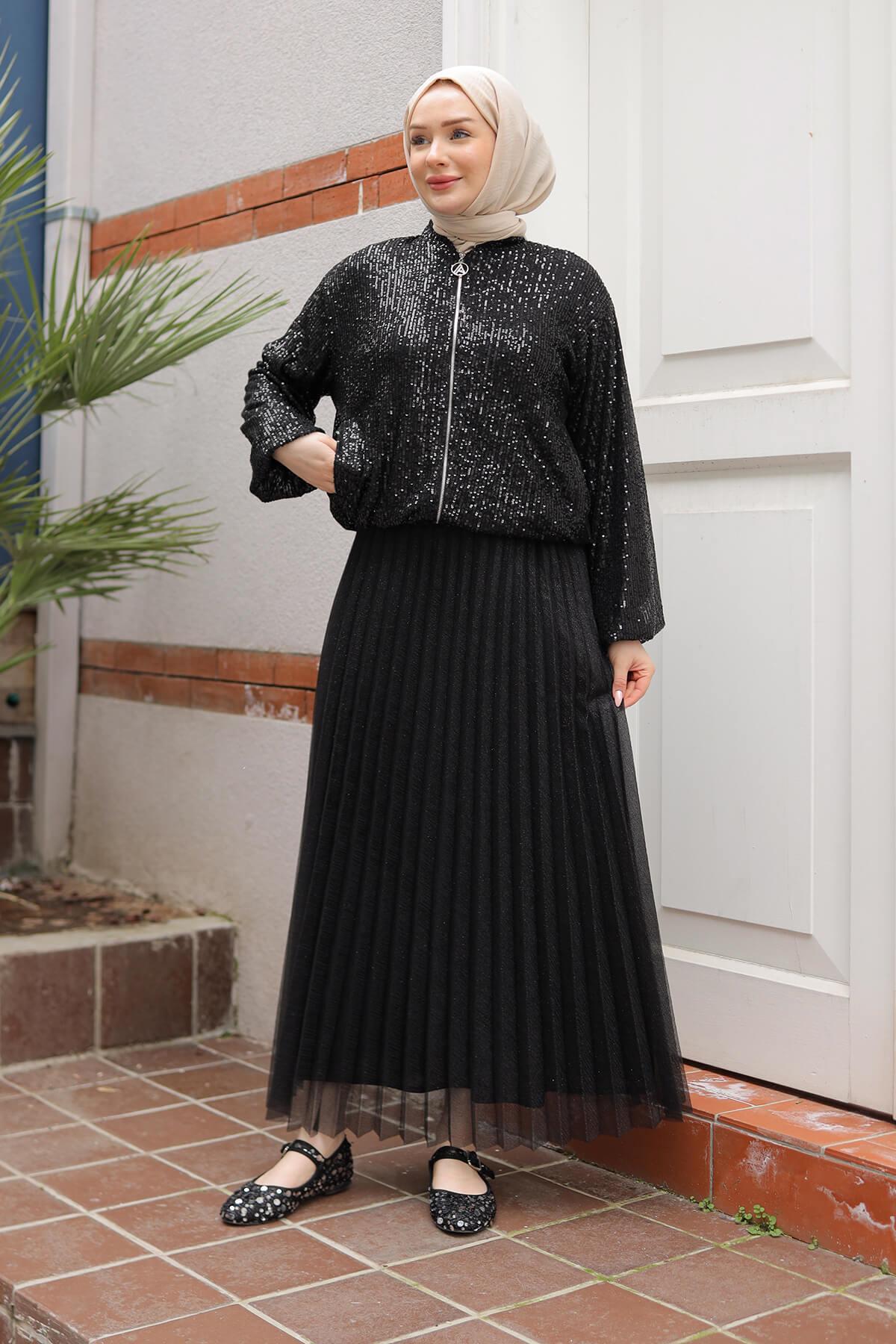 Armine TREND Pul Payet Abiye Ceket Siyah 25YT506