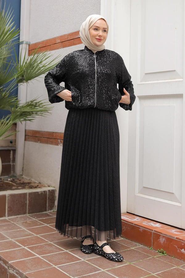 Armine TREND Pul Payet Abiye Ceket Siyah 25YT506