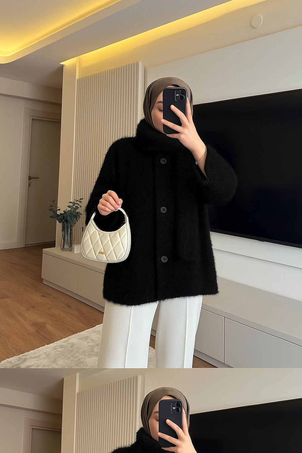 NURVIRA Atkılı Hırka | Nursimahijab Yeni Sezon Trend Siyah