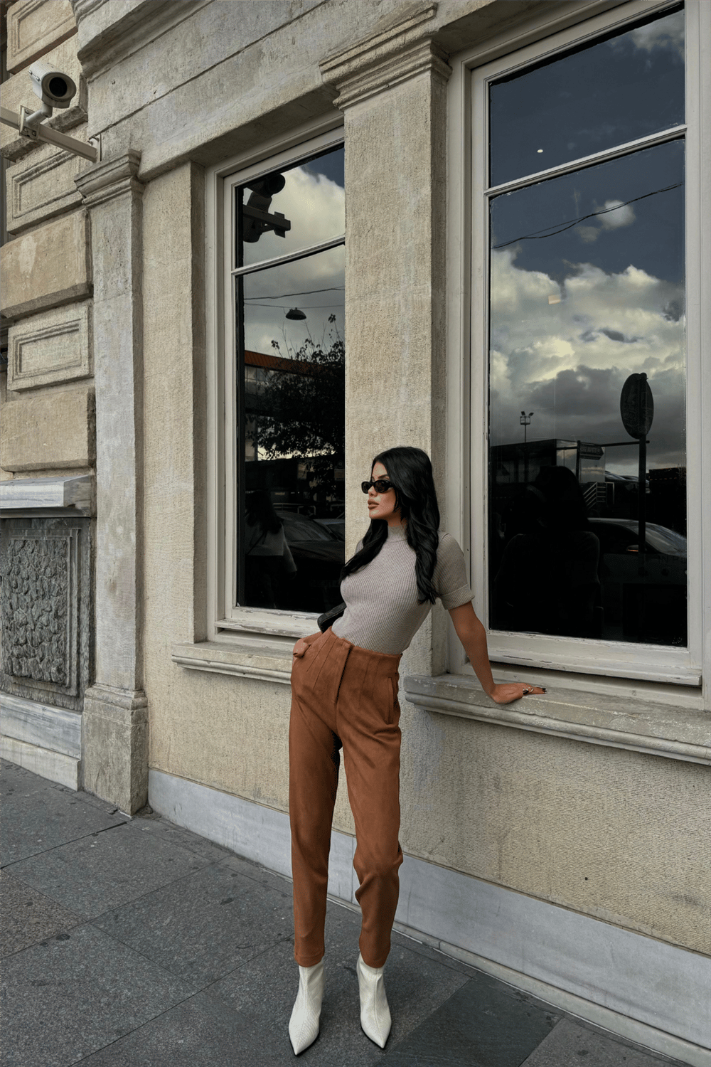 SÜET PANTOLON PENSLİ - Taba