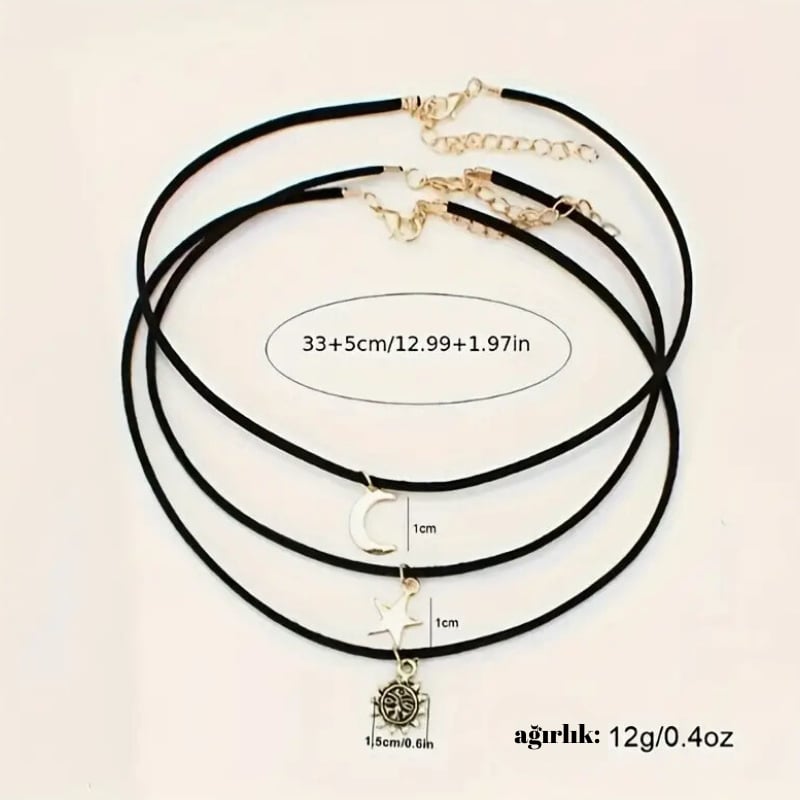 Gökyüzü Esintisi Vintage 3'lü Kolye Seti