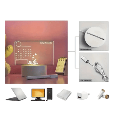 Işıklı Notlar için Şeffaf Masa Takvimi