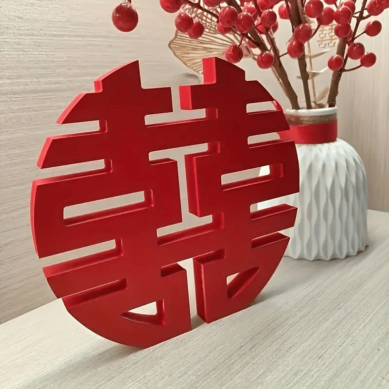 Kırmızı Çift Mutluluk Feng Shui Dekoru