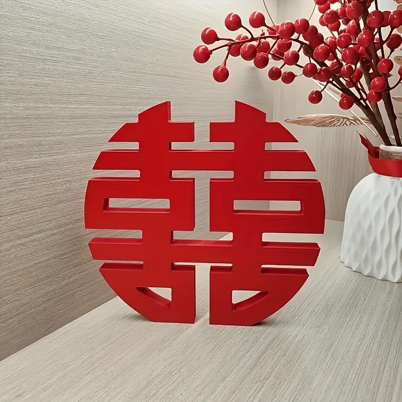Kırmızı Çift Mutluluk Feng Shui Dekoru
