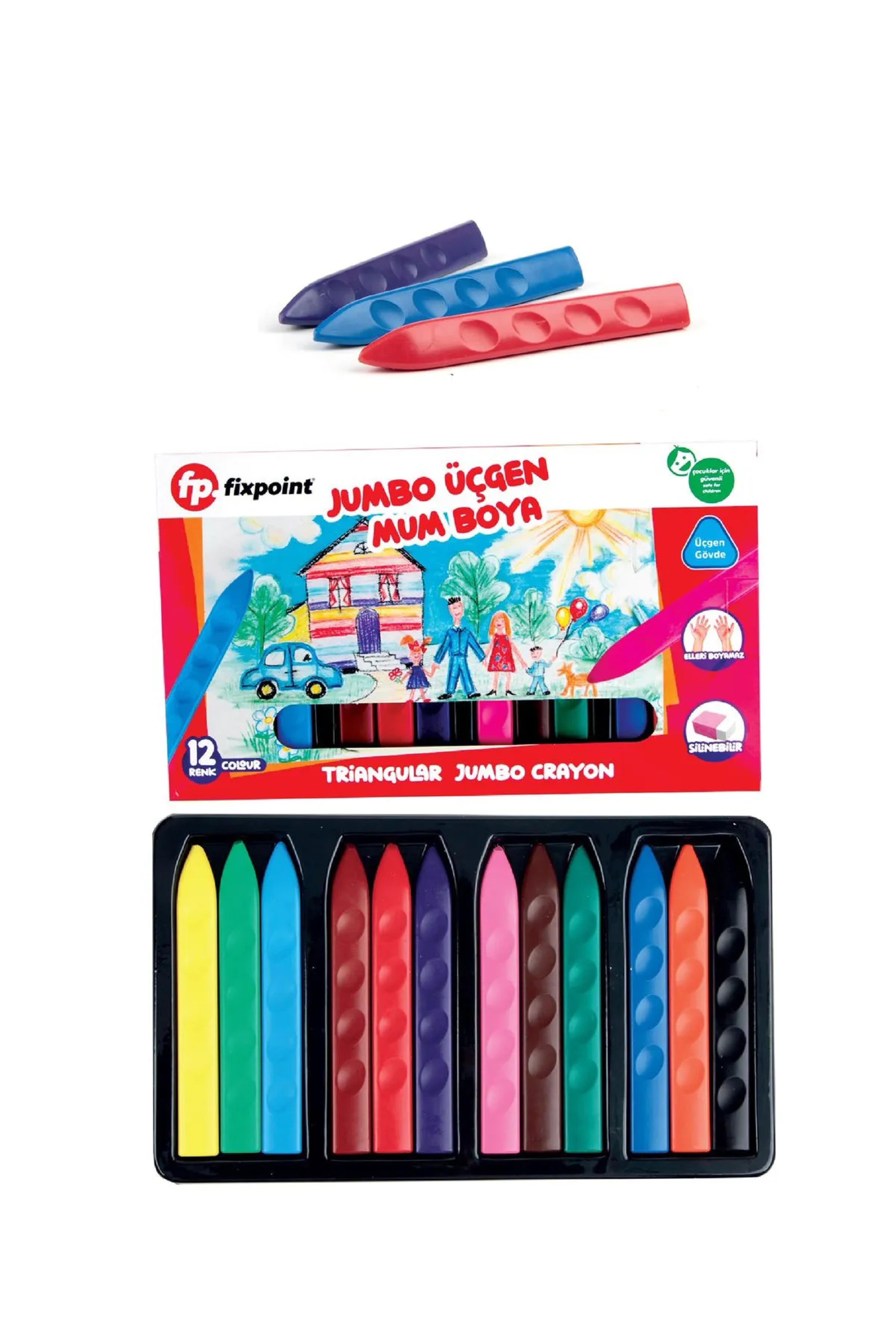 FixPoint Üçgen Jumbo Mum Boya 12li P-2138