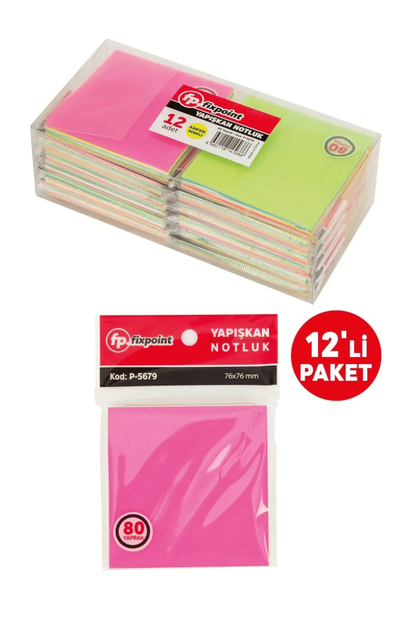 FixPoint Yapışkanlı Kağıt 80Yp Kare 12li P-5679