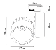 Moda Aydınlatma 30W-40W Monofaze Soketli Ray Spot Armatür MD-R 1005-01-02