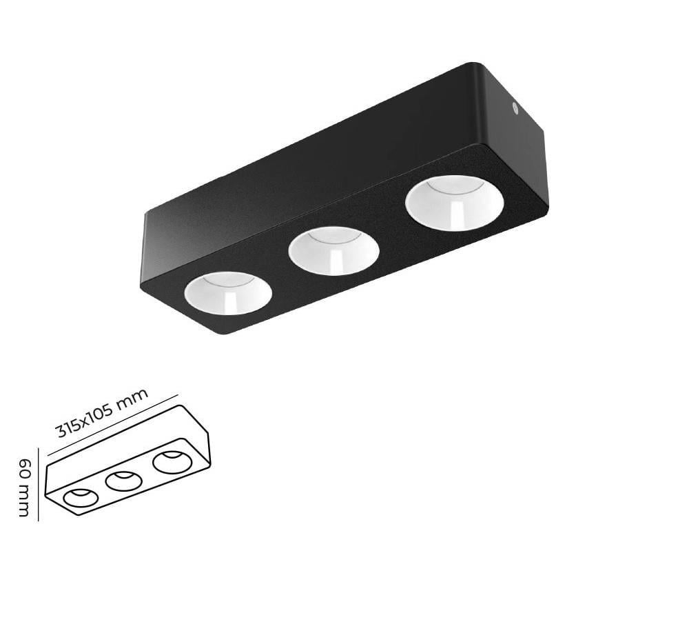 Molled 3*8W&3*12W Sıva Üstü İkili Led Spot Armatür MOL2425 SB