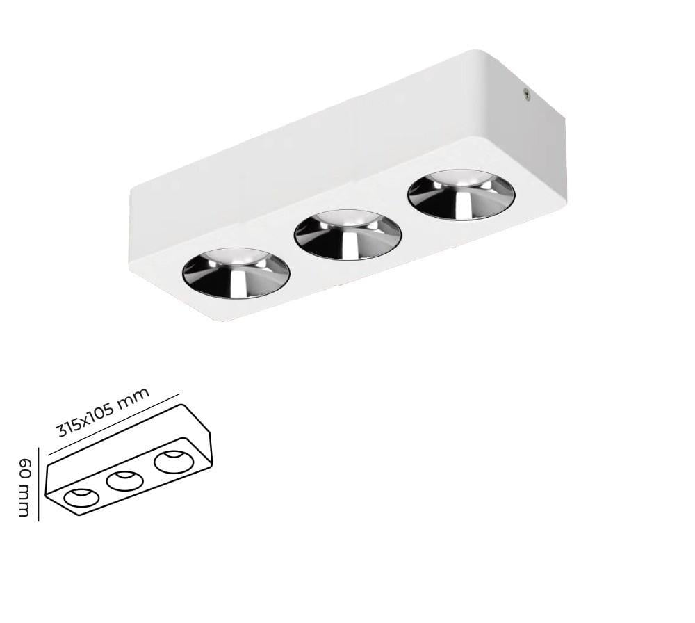 Molled 3*8W&3*12W Sıva Üstü Üçlü Led Spot Armatür MOL2424 BP