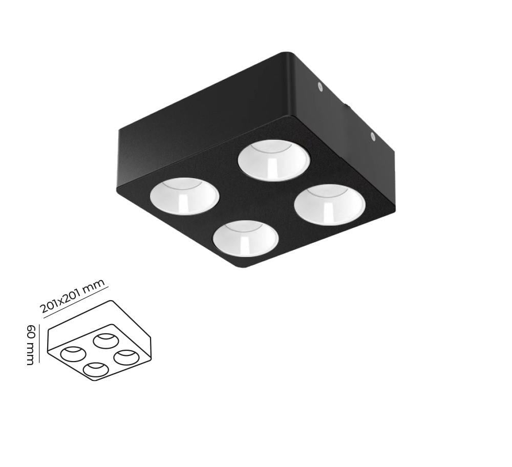 Molled 4*8W&4*12W Sıva Üstü Üçlü Led Spot Armatür MOL2427 SB