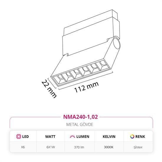 Nevo 48V Frame Led Akordiyon Magnet Armatür Siyah NMA240-1