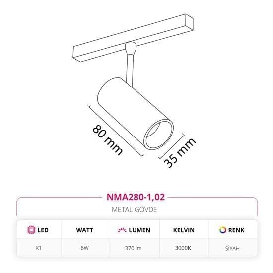 Nevo 48V Magnet Ray Spot Siyah NMA280-1