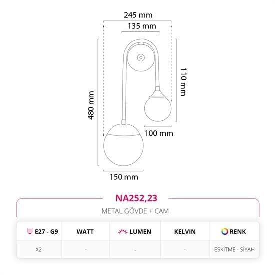 Nevo Dekoratif İç Mekan Aplik Eskitme NA252