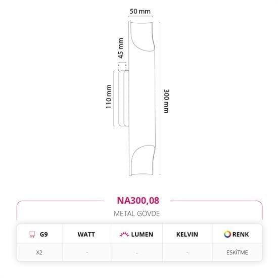 Nevo Dekoratif İç Mekan Aplik Eskitme NA300