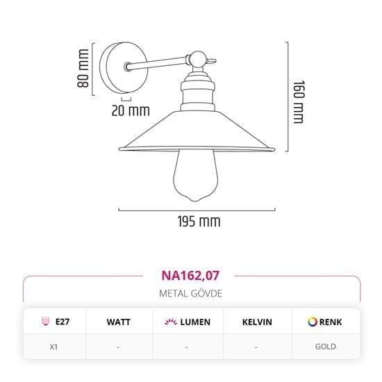 Nevo Dekoratif İç Mekan Aplik Gold NA162