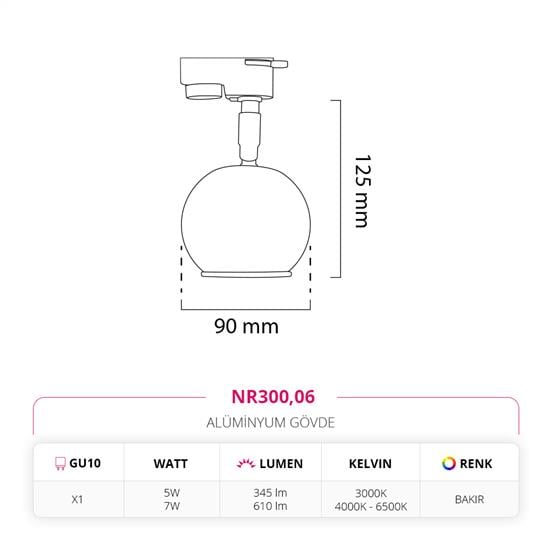 Nevo Dekoratif Ray Spot Bakır NR300