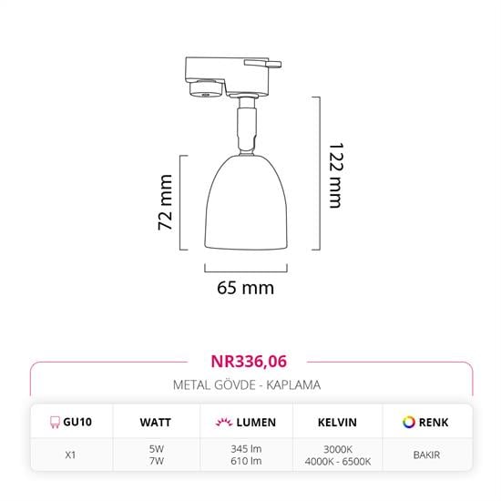 Nevo Dekoratif Ray Spot Bakır NR336