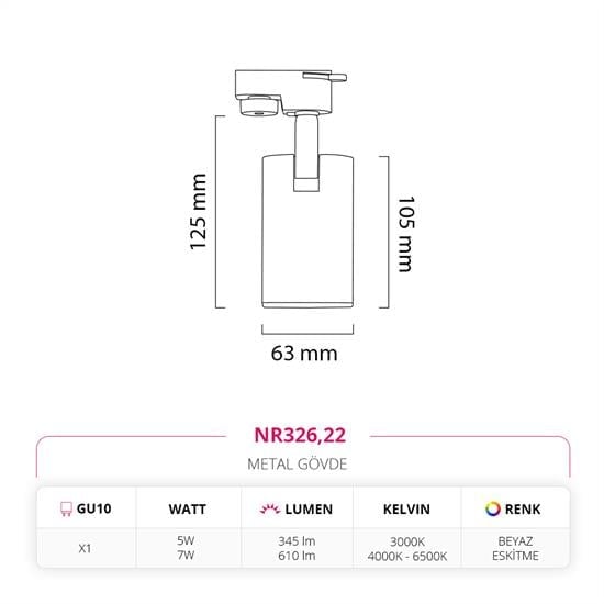 Nevo Dekoratif Ray Spot Beyaz Eskitme NR326