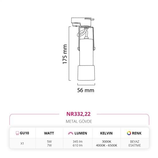 Nevo Dekoratif Ray Spot Beyaz Eskitme NR332