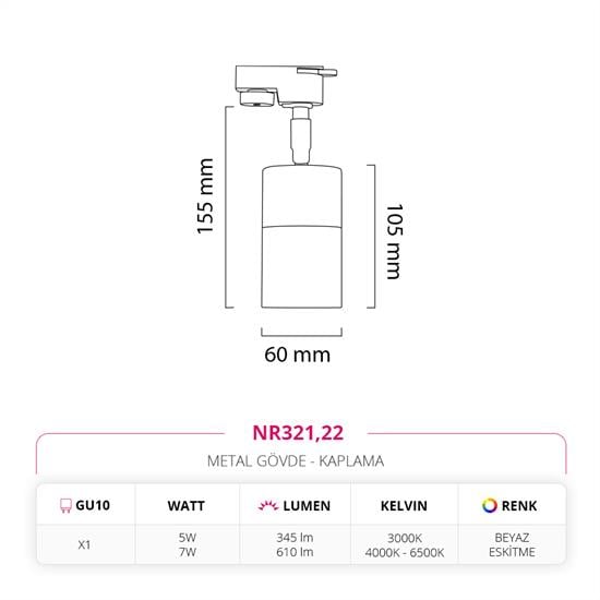 Nevo Dekoratif Ray Spot Beyaz Eskitme NR321