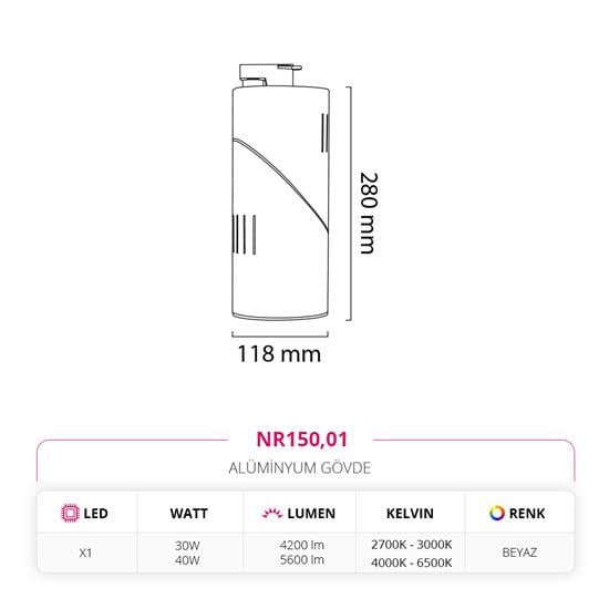 Nevo Dekoratif Ray Spot Beyaz NR150