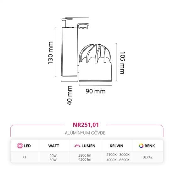 Nevo Dekoratif Ray Spot Beyaz NR251